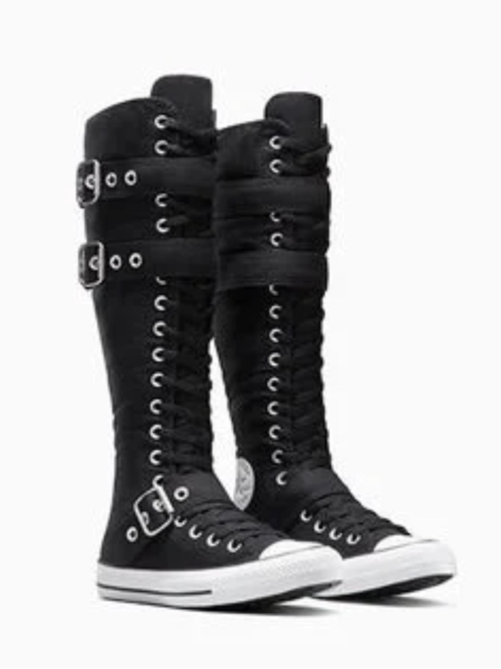 Converse Women 8 Black White Chuck Taylor All Star XXHi Buckles Shoes NWOB